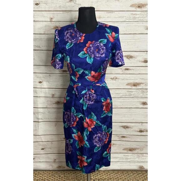 Talbots Dresses & Skirts - Vtg Talbots Petite Dynasty-inspired multicolored floral silk sheath dress Size 2